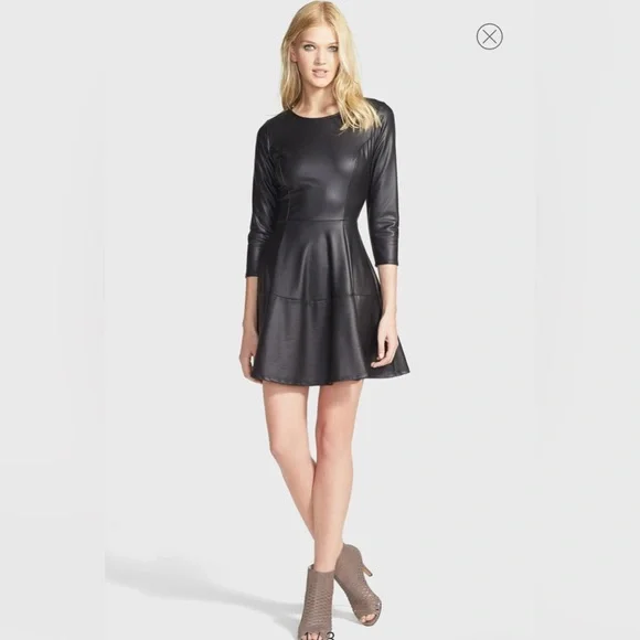 june & hudson | Dresses | Faux Leather Skater Dress With 34 Sleeves M | Poshmark june & hudson | Dresses | Faux Leather Skater Dress With 34 Sleeves M | Poshmark